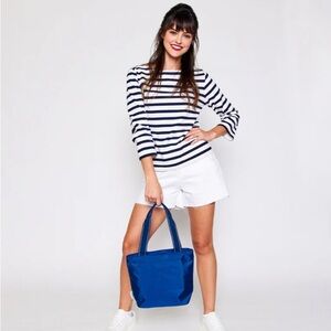 Ame and Lulu Mini Surfside Tote Navy Striped interior NWT